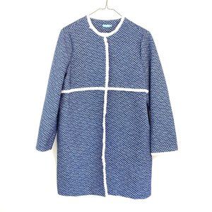 J. McLaughlin Blue Tweed Long Car Coat Size Medium